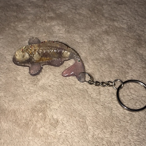 Unique Epoxy Resin Koi fish keychain with baby’s breath and petals 💕 - Picture 3 of 4